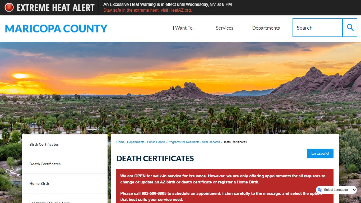 Death Certificates | Maricopa County, AZ